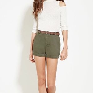 Green High-waisted Shorts
